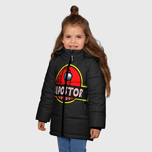 Зимняя куртка для девочки Among Us / 3D-Светло-серый – фото 3