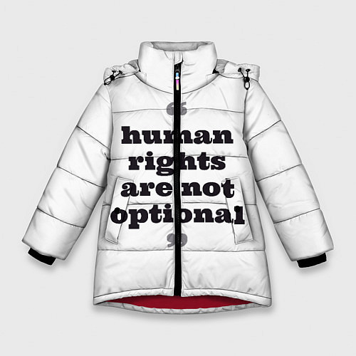 Зимняя куртка для девочки Права человека не обсуждаются / 3D-Красный – фото 1