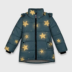 Куртка зимняя для девочки Звезды, цвет: 3D-светло-серый