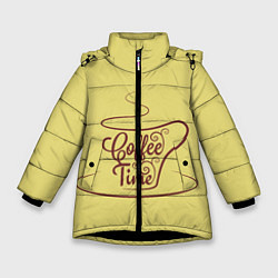 Куртка зимняя для девочки Время пить кофе, цвет: 3D-черный