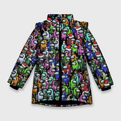 Куртка зимняя для девочки Among Us С Новым Годом!, цвет: 3D-черный