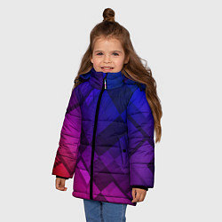 Куртка зимняя для девочки Ромбы в градиенте, цвет: 3D-черный — фото 2