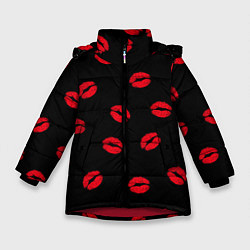 Куртка зимняя для девочки Поцелуи, цвет: 3D-красный