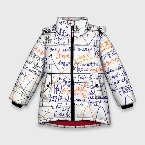 Зимняя куртка для девочки Мама, я физик! / 3D-Красный – фото 1