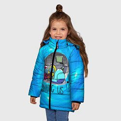 Куртка зимняя для девочки Among Us карты, цвет: 3D-черный — фото 2