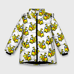 Куртка зимняя для девочки Among us Pikachu, цвет: 3D-черный