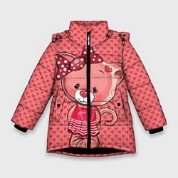 Куртка зимняя для девочки Котенок, цвет: 3D-черный