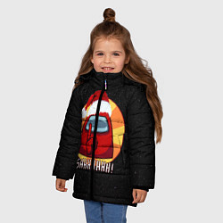 Куртка зимняя для девочки Новогодний Among us, цвет: 3D-черный — фото 2