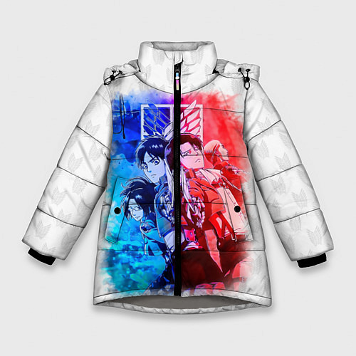 Зимняя куртка для девочки Атака на титанов / 3D-Светло-серый – фото 1