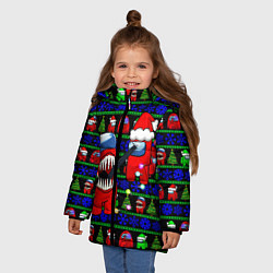 Куртка зимняя для девочки Новогодний Among Us, цвет: 3D-черный — фото 2