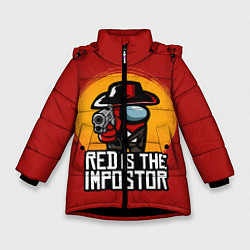 Куртка зимняя для девочки Red Is The Impostor, цвет: 3D-черный