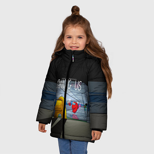 Зимняя куртка для девочки Among Us in the tunnel / 3D-Светло-серый – фото 3