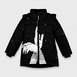 Куртка зимняя для девочки Эстетика связанных рук, цвет: 3D-черный