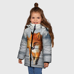 Куртка зимняя для девочки Лиса Fox, цвет: 3D-черный — фото 2
