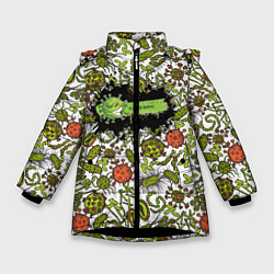 Куртка зимняя для девочки COVID-19 злой вирус, цвет: 3D-черный