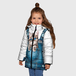 Куртка зимняя для девочки КОТЕНОК В КАРМАНЕ, цвет: 3D-черный — фото 2