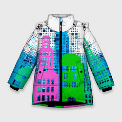 Куртка зимняя для девочки Город, цвет: 3D-черный