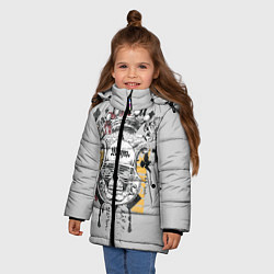 Куртка зимняя для девочки Череп в очках, цвет: 3D-черный — фото 2