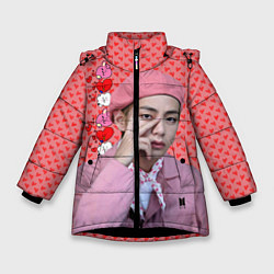 Куртка зимняя для девочки BTS Ким Тэ Хён, цвет: 3D-черный