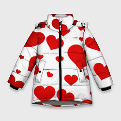 Куртка зимняя для девочки Сердечки, цвет: 3D-светло-серый