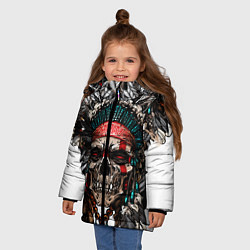 Куртка зимняя для девочки Череп индейца, цвет: 3D-красный — фото 2
