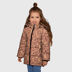 Куртка зимняя для девочки Узор из сердец, цвет: 3D-черный — фото 2