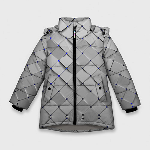 Зимняя куртка для девочки Геометрия / 3D-Светло-серый – фото 1