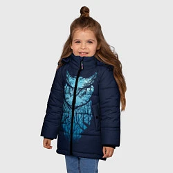 Куртка зимняя для девочки Сова в деревьях, цвет: 3D-черный — фото 2