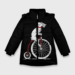 Куртка зимняя для девочки Пёс Хипстер, цвет: 3D-черный