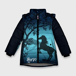 Куртка зимняя для девочки Конь, цвет: 3D-светло-серый
