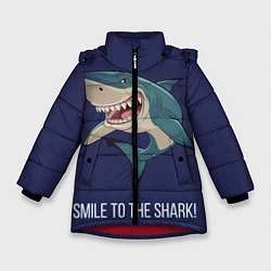 Куртка зимняя для девочки Улыбнись акуле, цвет: 3D-красный