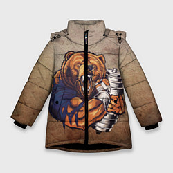 Куртка зимняя для девочки Силач, цвет: 3D-черный