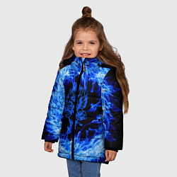 Куртка зимняя для девочки Лев в синем пламени, цвет: 3D-светло-серый — фото 2