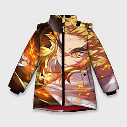 Куртка зимняя для девочки Клинок Рассекающий Демонов, цвет: 3D-красный