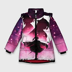 Куртка зимняя для девочки Столп Бабочки, цвет: 3D-красный