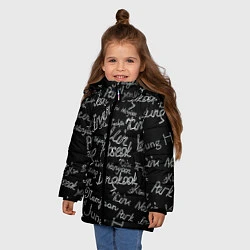 Куртка зимняя для девочки BTS имена, цвет: 3D-черный — фото 2