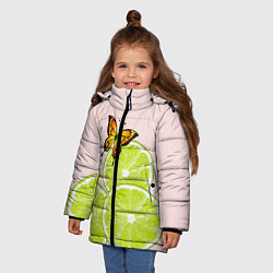 Куртка зимняя для девочки Пляжь,море,тропики,скромность, цвет: 3D-черный — фото 2
