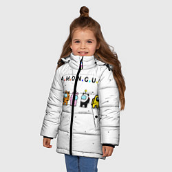 Куртка зимняя для девочки Among Us Белый Космос, цвет: 3D-черный — фото 2