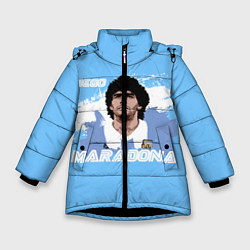 Куртка зимняя для девочки Диего Марадона, цвет: 3D-черный