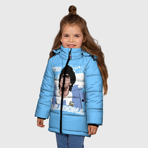 Зимняя куртка для девочки Диего Марадона / 3D-Светло-серый – фото 3
