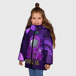 Куртка зимняя для девочки Among Us x Fortnite, цвет: 3D-светло-серый — фото 2