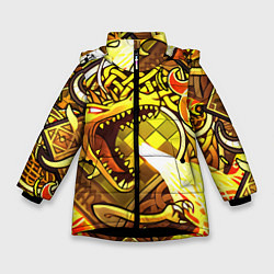 Куртка зимняя для девочки CS GO DRAGON LORE, цвет: 3D-черный