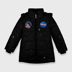 Куртка зимняя для девочки NaSa Space Космос Наса, цвет: 3D-черный