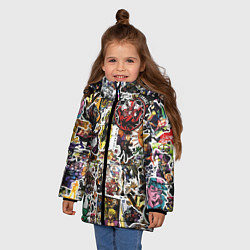 Куртка зимняя для девочки JoJo’s Sticker Bombing, цвет: 3D-красный — фото 2