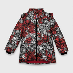 Куртка зимняя для девочки Красные и Белые самураи, цвет: 3D-красный