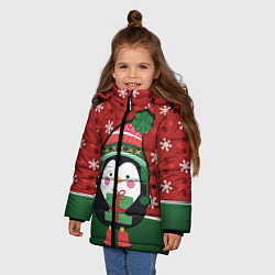 Куртка зимняя для девочки Пингвин Новый год, цвет: 3D-черный — фото 2