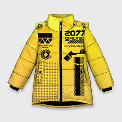 Куртка зимняя для девочки Киберпанк униформа, цвет: 3D-черный