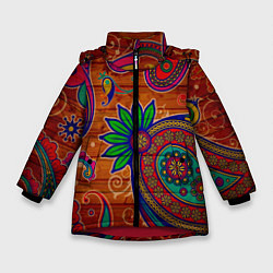 Куртка зимняя для девочки Узоры текстура фон, цвет: 3D-красный