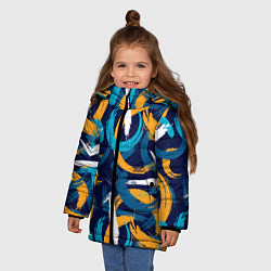 Куртка зимняя для девочки Абстрактные вихри, цвет: 3D-черный — фото 2