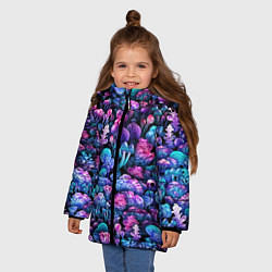 Куртка зимняя для девочки Волшебные грибы, цвет: 3D-черный — фото 2
